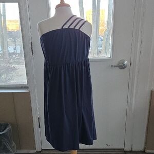 SHEIN One Shoulder Navy Dress